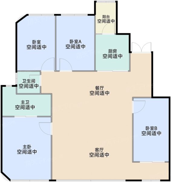 合肥四川邦泰悦九章4室2厅2卫1厨141.00㎡户型图-合肥房天下
