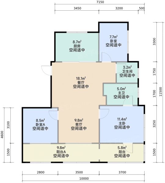 北京招商云璟揽阅3室2厅2卫1厨108.00㎡户型图-北京房天下