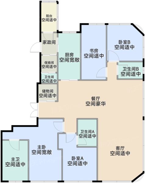 上海金陵华庭4室2厅3卫1厨286.00㎡户型图-上海房天下