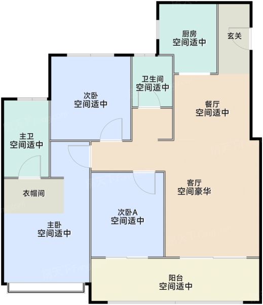 郑州绿城·锦棠天地3室2厅2卫1厨135.00㎡户型图-郑州房天下