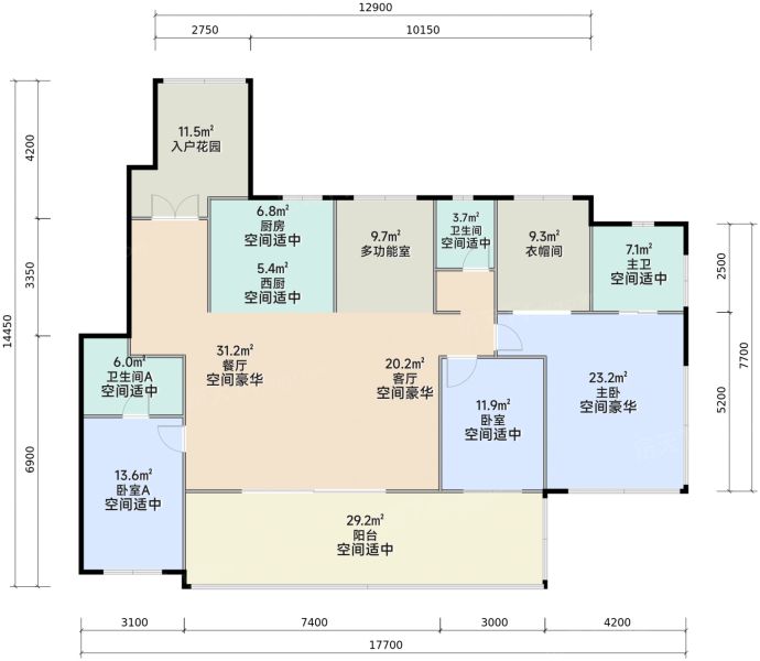 重庆龙湖观萃3室2厅2卫1厨102.00㎡户型图-重庆房天下