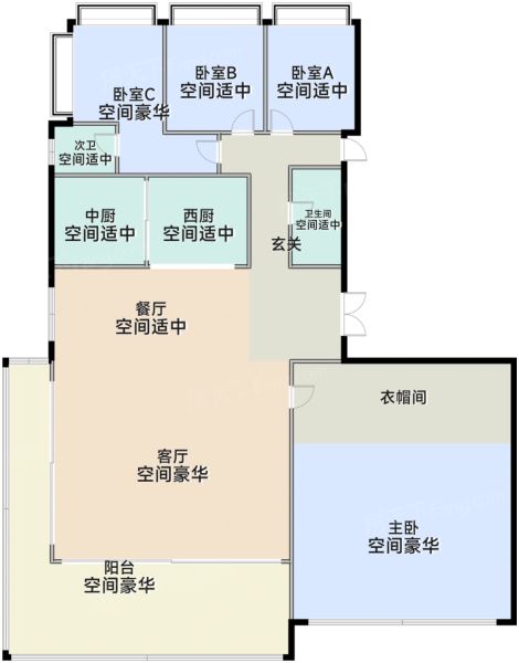 东莞华润置地中心·悦府4室2厅3卫2厨380.00㎡户型图-东莞房天下