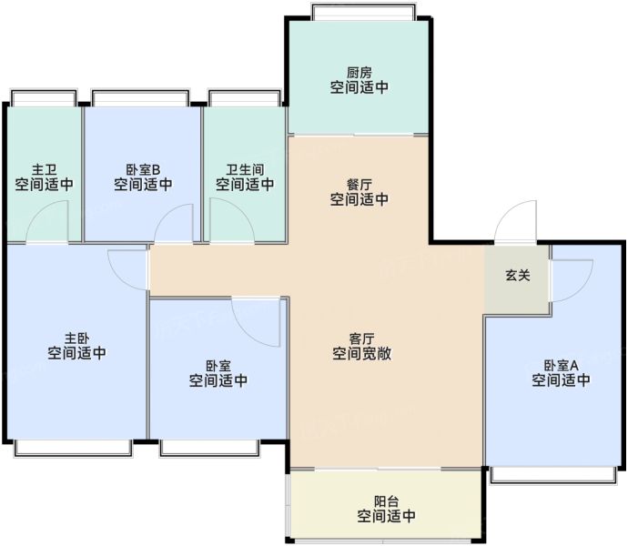 上海江湾金茂府4室2厅2卫1厨144.00㎡户型图-上海房天下