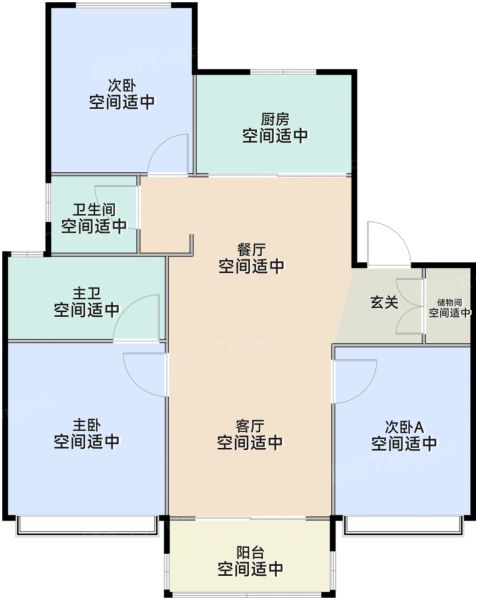 上海前滩公馆·澜墅3室2厅2卫1厨112.00㎡户型图-上海房天下