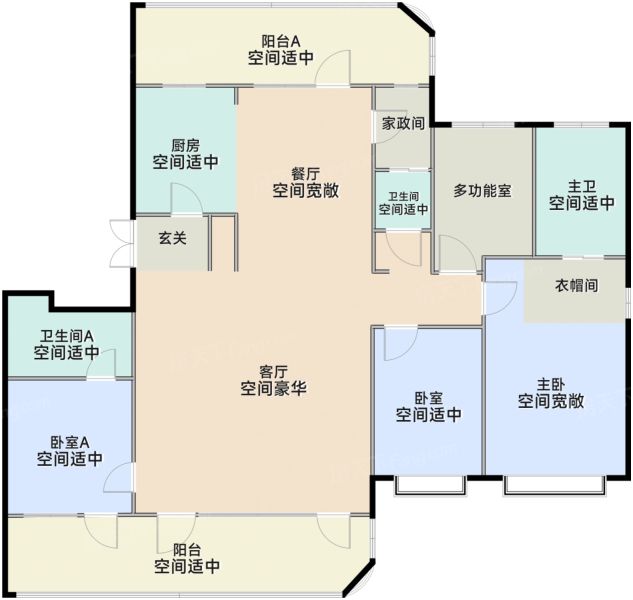 西安金茂璞逸东方4室2厅3卫1厨229.00㎡户型图-西安房天下