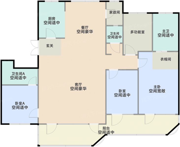 西安金茂璞逸东方4室2厅3卫1厨229.00㎡户型图-西安房天下