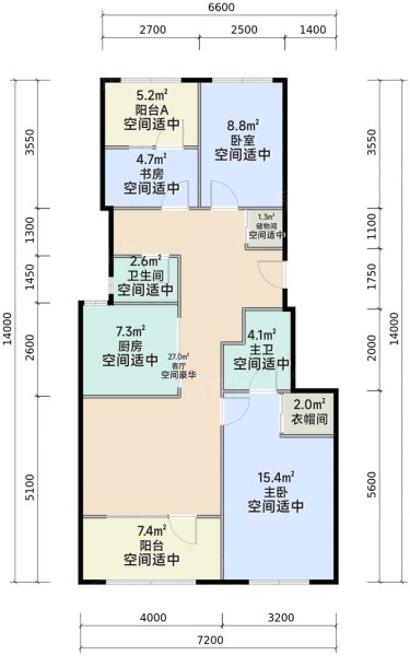 北京首钢·璟悦长安3室2厅2卫1厨97.00㎡户型图-北京房天下