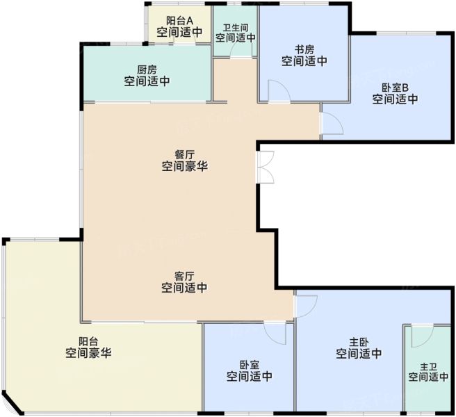 西安邦泰·悦九章4室2厅2卫1厨140.00㎡户型图-西安房天下