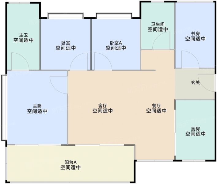 广州广州城投禧悦时光4室2厅2卫80.00㎡户型图-广州房天下