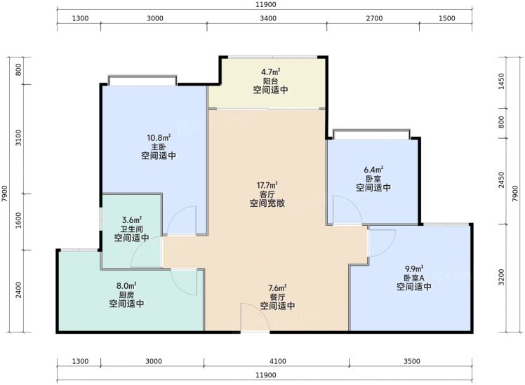 重庆中建·光屿|云麓3室2厅1卫1厨83.00㎡户型图-重庆房天下