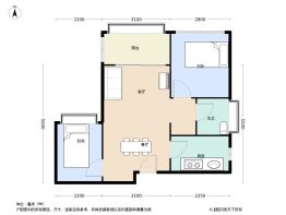 沃华中心广场2室2厅1卫建面51.35㎡