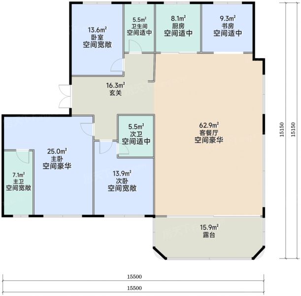 西安龙翔·奥城云邸4室2厅3卫1厨178.00㎡户型图-西安房天下