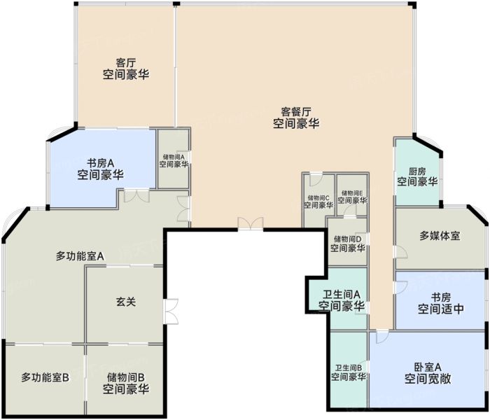 成都卓越点将台79号3室2厅2卫540.00㎡户型图-成都房天下