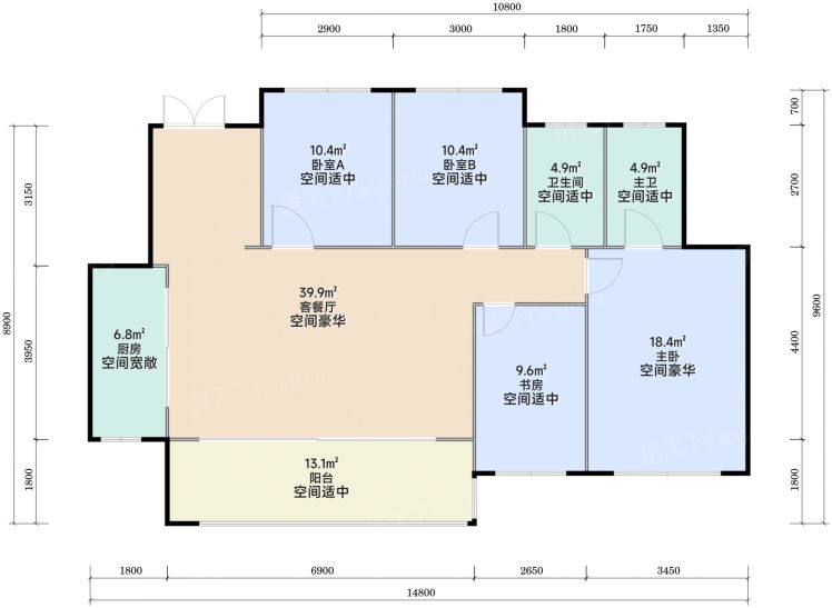 成都华侨城熙成里4室2厅2卫129.00㎡户型图-成都房天下