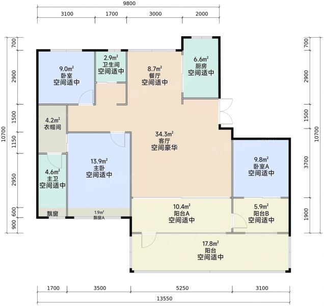 济南鲁投·壹号院3室2厅2卫1厨143.00㎡户型图-济南房天下