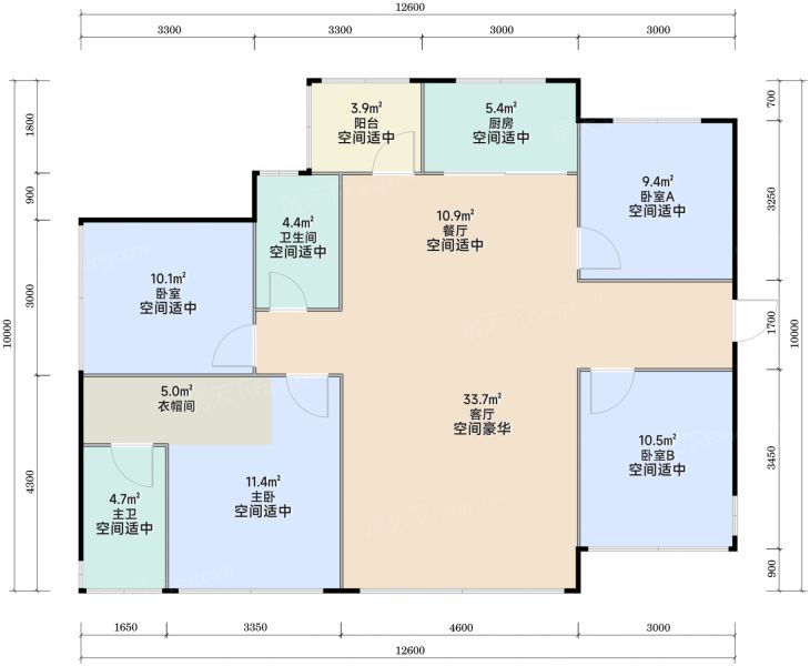 南宁邦泰·揽境4室2厅2卫108.00㎡户型图-南宁房天下