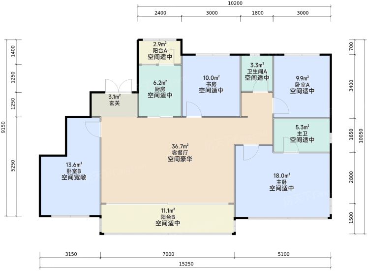 成都保利天府和颂二期4室2厅2卫133.00㎡户型图-成都房天下