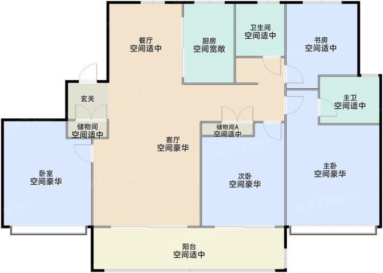 苏州和风雅信花园4室2厅2卫131.00㎡户型图-苏州房天下