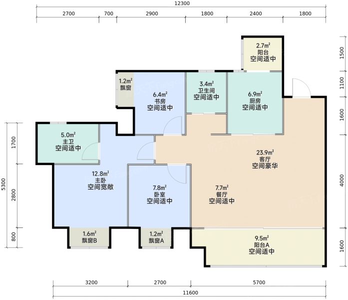 重庆巴滨·江璟3室2厅1卫1厨80.00㎡户型图-重庆房天下
