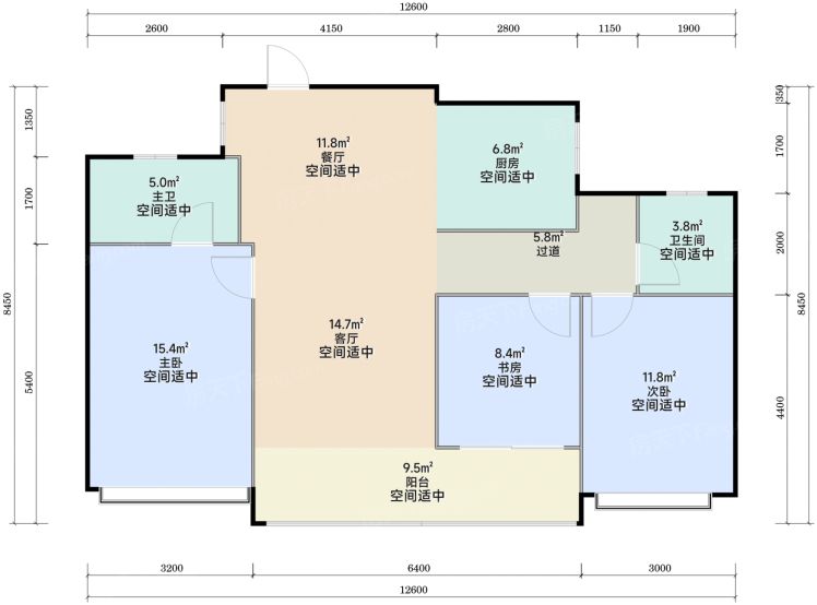 杭州英冠绿城·春来晴翠3室2厅2卫1厨109.00㎡户型图-杭州房天下