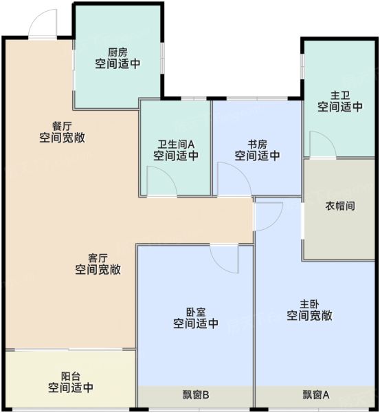 杭州河昱云境府3室2厅2卫1厨98.00㎡户型图-杭州房天下