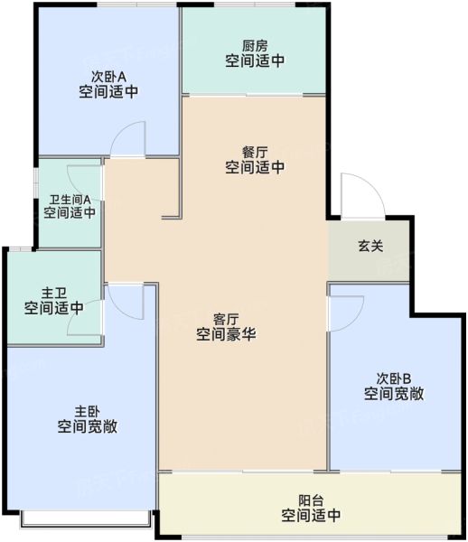 杭州和映云筑3室2厅2卫1厨115.00㎡户型图-杭州房天下