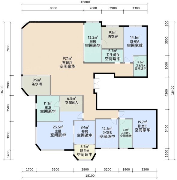 成都华润置地华宸府4室2厅4卫1厨253.00㎡户型图-成都房天下