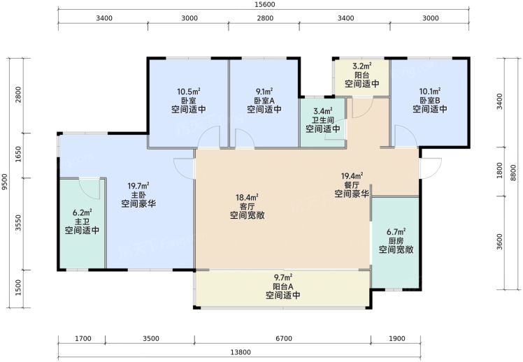 成都经开发展龙湖天琅4室2厅2卫128.00㎡户型图-成都房天下