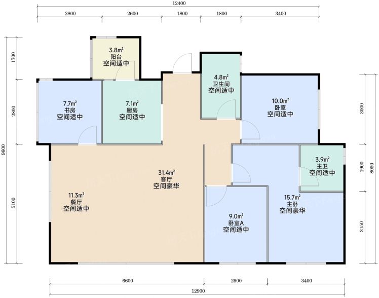 成都经开发展龙湖天琅4室2厅2卫113.00㎡户型图-成都房天下