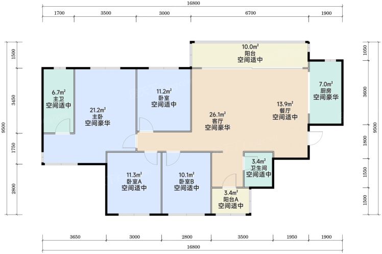 成都经开发展龙湖天琅4室2厅2卫128.00㎡户型图-成都房天下