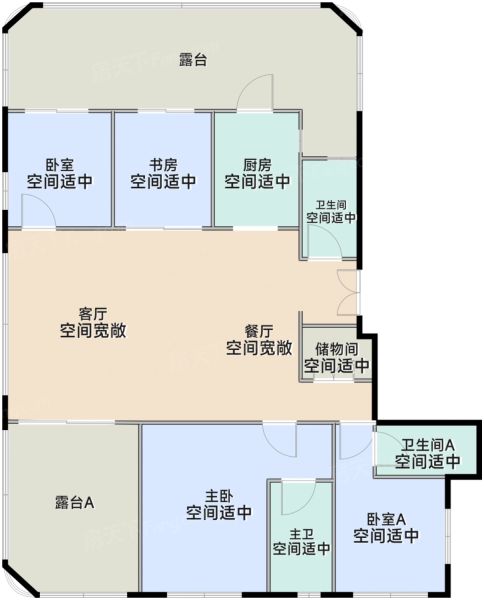 西安高科越秀星汇云澜4室2厅3卫1厨139.00㎡户型图-西安房天下