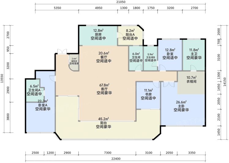 成都锦宸院4室2厅4卫245.00㎡户型图-成都房天下