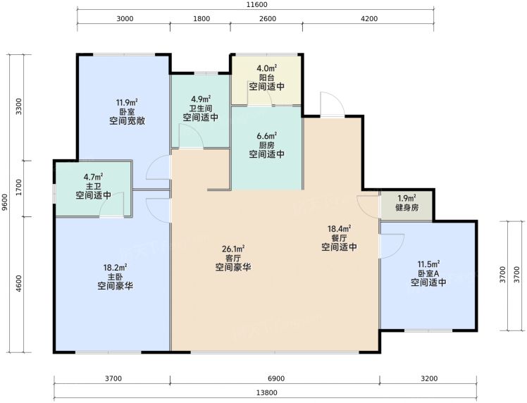 成都中海云缦源境3室2厅2卫1厨112.00㎡户型图-成都房天下