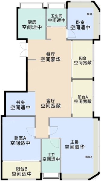 上海大华·静安年华3室2厅2卫1厨123.00㎡户型图-上海房天下