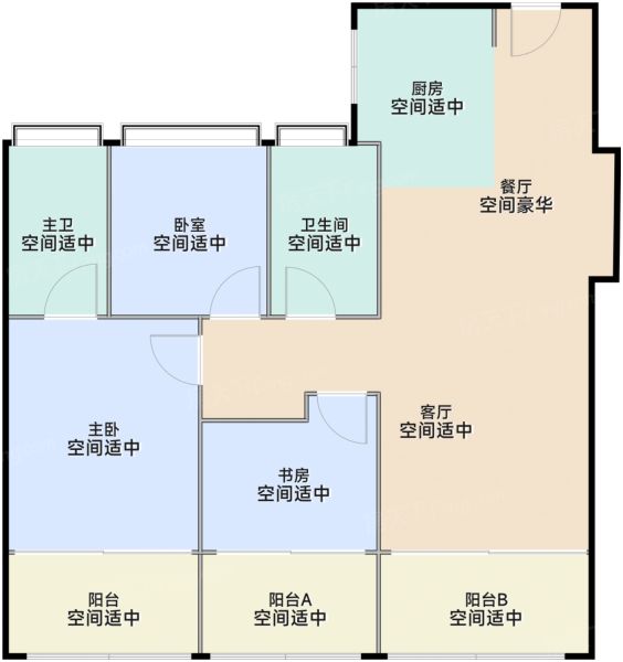 上海大华·静安年华3室2厅2卫1厨108.00㎡户型图-上海房天下