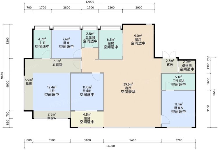 南昌建发朝阳观云4室2厅3卫139.00㎡户型图-南昌房天下