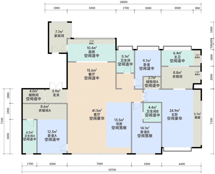 南昌建发朝阳观云4室2厅4卫217.00㎡户型图-南昌房天下