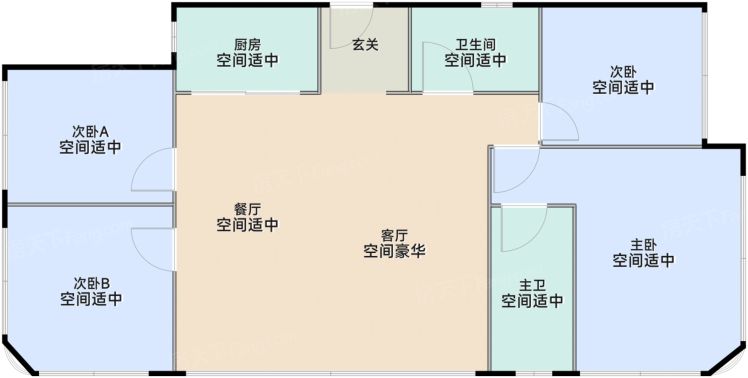 广州广州能建天誉府4室2厅2卫1厨133.00㎡户型图-广州房天下