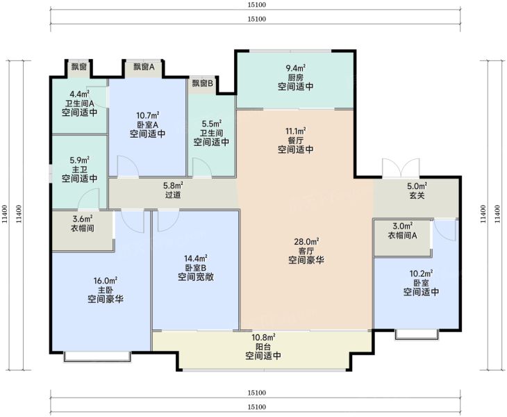 武汉武汉城建·电建丨幸福时代·大家丨传宸4室2厅3卫174.00㎡户型图-武汉房天下