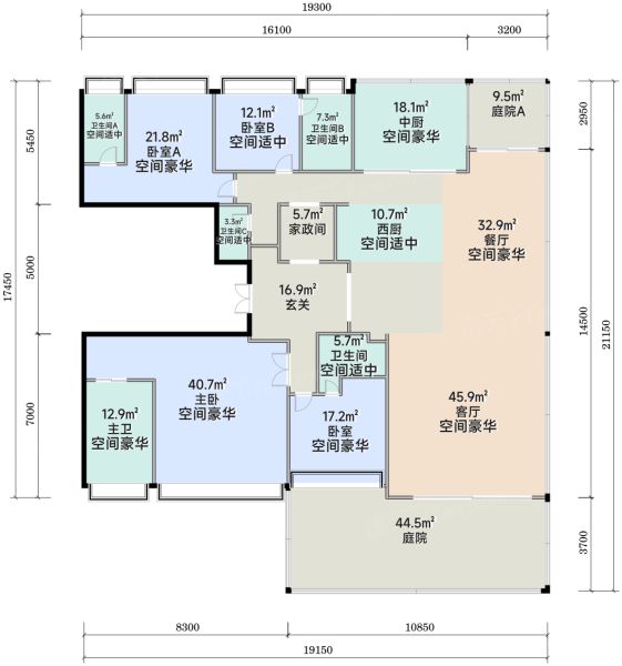 西安华润玺宸上院4室3厅5卫2厨229.00㎡户型图-西安房天下