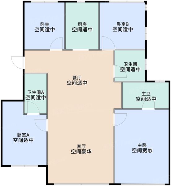 武汉建发·璟玥4室2厅3卫1厨155.00㎡户型图-武汉房天下