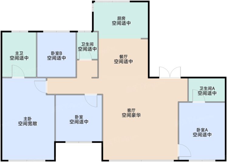 武汉建发·璟玥4室2厅3卫1厨166.00㎡户型图-武汉房天下
