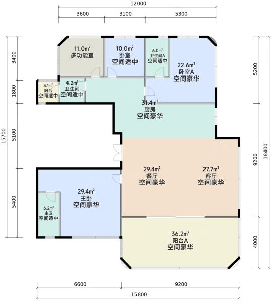 成都清凤·阅江源4室2厅3卫1厨187.00㎡户型图-成都房天下