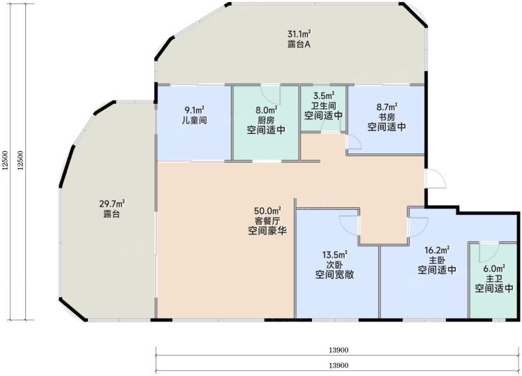 西安保亿·润园4室2厅2卫1厨128.00㎡户型图-西安房天下